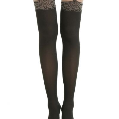 HOT TOPIC FASHION BLACKHEART NUDE BLACK FAUX GARTER HEART CUFF TIGHTS  PANTYHOSE